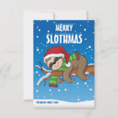 Carte Joyeux Noël, Sloth Christmas Card, (Devant)