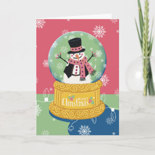 Carte Joyeux Noël Snowman Globe