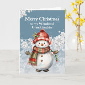 Carte Joyeux Noël Snowman Grandgirl (Fleur jaune)