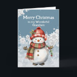 Carte Joyeux Noël Snowman Grandson<br><div class="desc">Le sourire d'un bonhomme de neige,  si chaud et lumineux,  Tout comme notre amitié,  pur plaisir. C Joyeux Noël,  mon cher petit-fils Que notre rire ne finisse jamais.</div>
