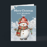 Carte Joyeux Noël Snowman Sister<br><div class="desc">Le sourire d'un bonhomme de neige,  si chaud et lumineux,  Tout comme notre amitié,  pur plaisir. Joyeux Noël,  ma chère soeur Puisse notre rire ne jamais se terminer.</div>