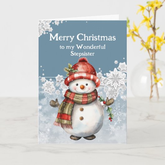 Carte Joyeux Noël Snowman Stepsoeur (Fleur jaune)