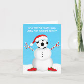 Carte Joyeux Noël Soccer Snowman Plaisanterie (Devant)