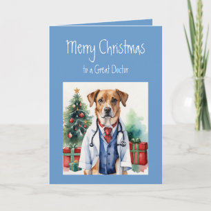 Carte Joyeux Noël Souhaite Grand Docteur Fun Dog Docteur