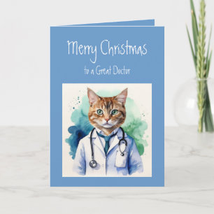 Carte Joyeux Noël Souhaits Grand Docteur Fun Cat Scan