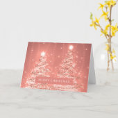 Carte Joyeux Noël Sparkling Trees Rose Or (Fleur jaune)