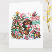 Carte Joyeux Noël Teckel (Fleur jaune)