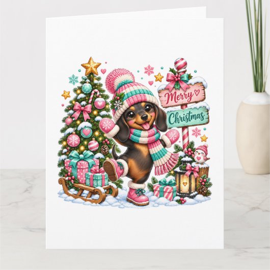 Carte Joyeux Noël Teckel (Devant)