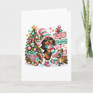 Carte Joyeux Noël teckel