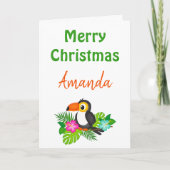 Carte Joyeux Noël Toucan Tropical (Devant)