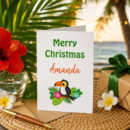 Carte Joyeux Noël Toucan Tropical