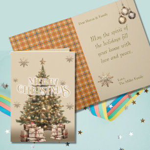 Carte Joyeux Noël traditionnel Antique Or Chaud