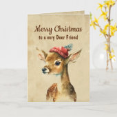 Carte Joyeux Noël très cher ami cerf  (Fleur jaune)