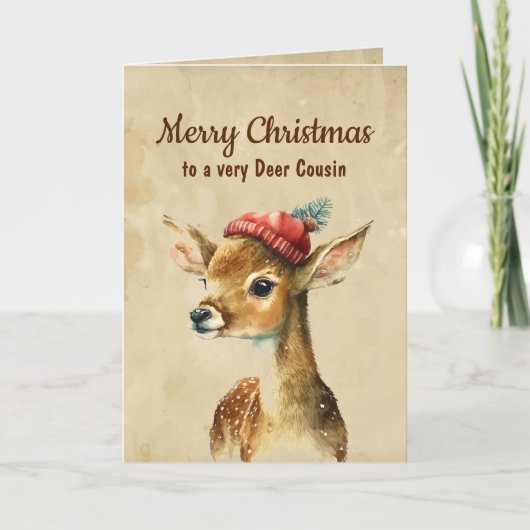 Carte Joyeux Noël Très Deer Cousin (Devant)