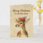 Carte Joyeux Noël Très Deer Cousin (Fleur jaune)