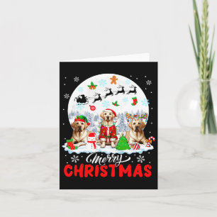 Carte Joyeux Noël Trois Père Noël Elf Reindeer Labrador