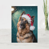 Carte Joyeux Noël Un Berger Allemand Chien à Père Noël (Devant)