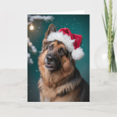Carte Joyeux Noël Un Berger Allemand Chien à Père Noël (Devant)
