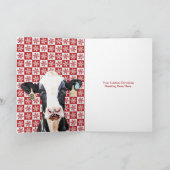 Carte Joyeux Noël Vache laitière Holstein Farm Snowflake (Intérieur)