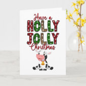 Carte Joyeux Noël vache rustique (Fleur jaune)