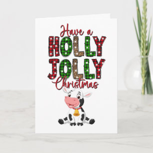 Carte Joyeux Noël Vache Rustique