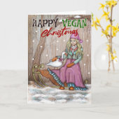 Carte Joyeux Noël Vegan, mignon (Fleur jaune)
