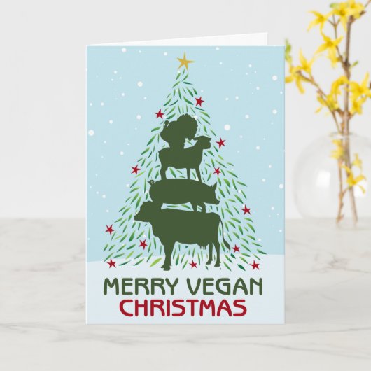 Carte Joyeux Noël Végétalien (Fleur jaune)