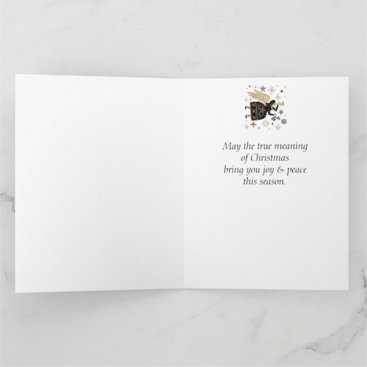 Carte Joyeux Noël Véritable Signification Ange Étoiles A (Intérieur)