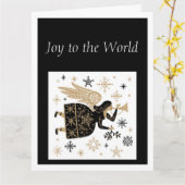 Carte Joyeux Noël Véritable Signification Ange Étoiles A (Fleur jaune)