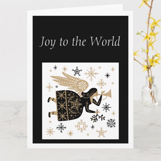 Carte Joyeux Noël Véritable Signification Ange Étoiles A (Fleur jaune)