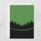 Carte Joyeux Noël vert avec forêt de style rétro et neig (Dos)