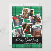 Carte Joyeux Noël vert Plaid Multi Photo (Devant)