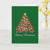 Carte Joyeux Noël Vert Vacances (Fleur jaune)