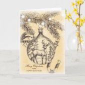 Carte Joyeux Noël vintage (Fleur jaune)