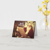 Carte Joyeux Noël Vintage Père Noël (Fleur jaune)