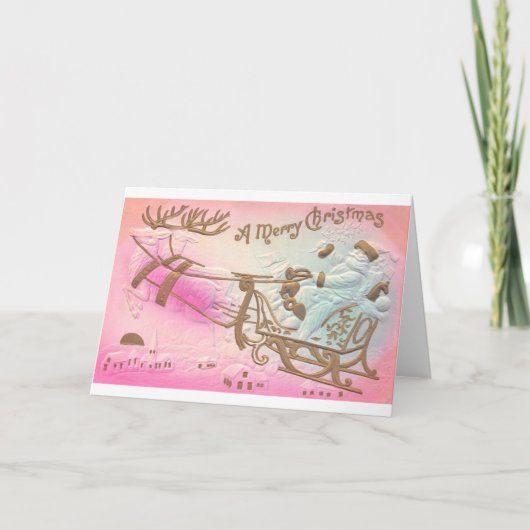 Carte Joyeux Noël Vintage Retro Christmas Card (Devant)