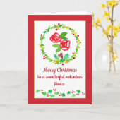 Carte Joyeux Noël Volontaire Nom personnalisé (Fleur jaune)