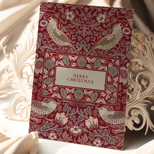 Carte Joyeux Noël William Morris Strawberry Thief