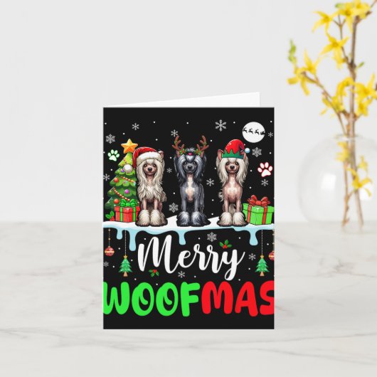 Carte Joyeux Noël Woit Trois Elfes Père Noël Crest chino (Fleur jaune)