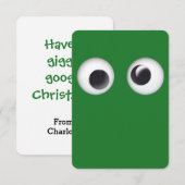 Carte Joyeux Noël Yeux Google Verts (Devant / Derrière)