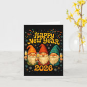 Carte Joyeux Nouvel An 2026 Cadeau de fête de Gnome Mign (Fleur jaune)