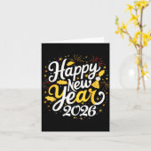 Carte Joyeux Nouvel An 2026 Feu d'Artifice Fête Graphiqu (Fleur jaune)