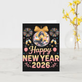 Carte Joyeux Nouvel An 2026 Feux d'artifice Soirée du No (Fleur jaune)