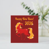 Carte Joyeux Nouvel An 2026 Fire Horse Chinese Zodiac (Debout devant)
