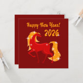 Carte Joyeux Nouvel An 2026 Fire Horse Chinese Zodiac (Devant/Arrière en situation)