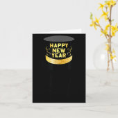 Carte Joyeux Nouvel An Chat (Fleur jaune)