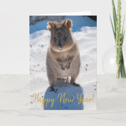 Carte Joyeux Nouvel An Cute Quokka sur la plage Australi (Devant)