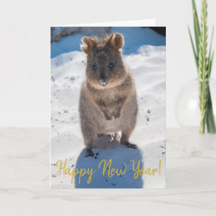 Carte Joyeux Nouvel An Cute Quokka sur la plage Australi