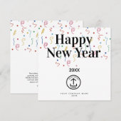 Carte Joyeux Nouvel An Entreprise Business Logo Vacances (Devant / Derrière)