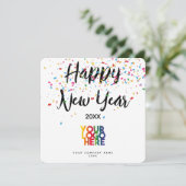 Carte Joyeux Nouvel An Entreprise Business Logo Vacances (Debout devant)